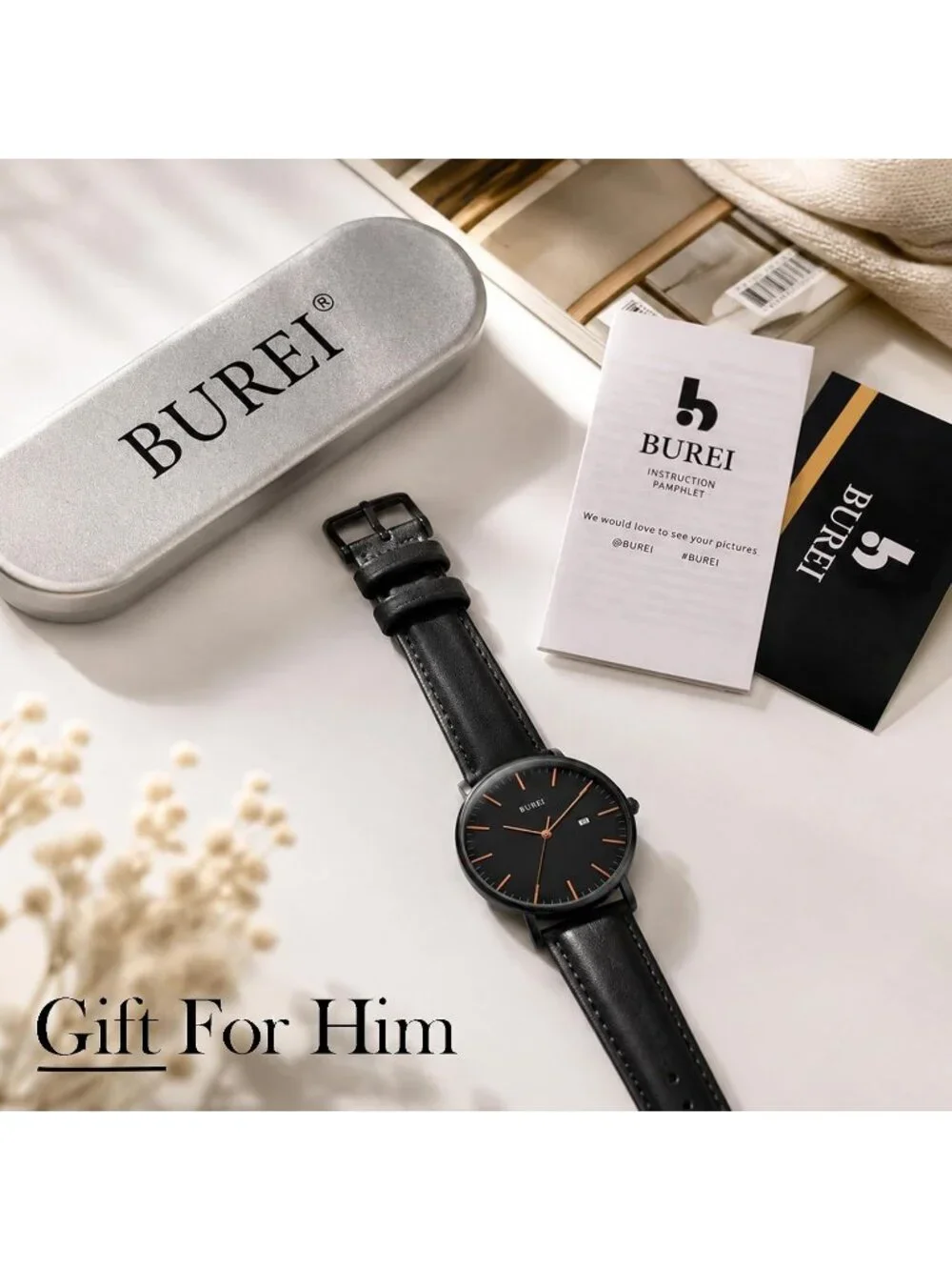 Men's Black Gold Ultra Thin Minimalist Analog Waterproof  Classic Wrist Watch